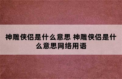 神雕侠侣是什么意思 神雕侠侣是什么意思网络用语